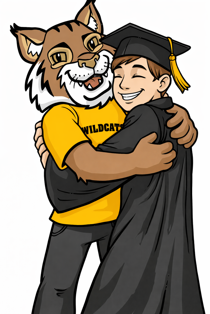 wildcat hugging senior