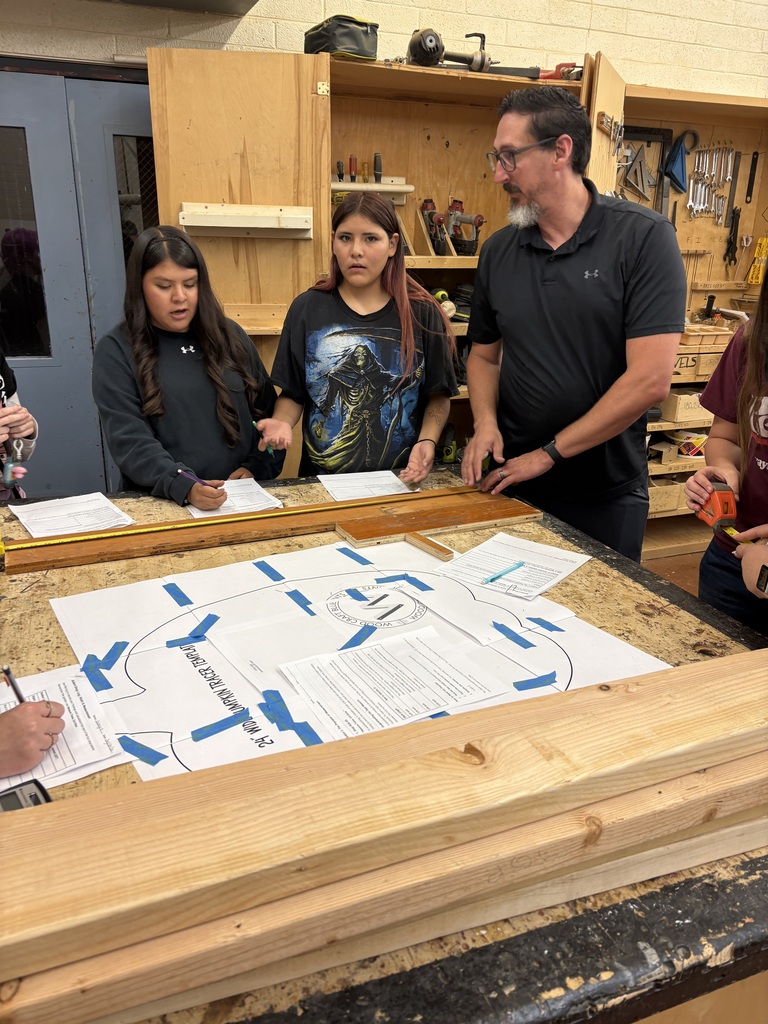 Students measure different boards to the closest 16th of an inch.