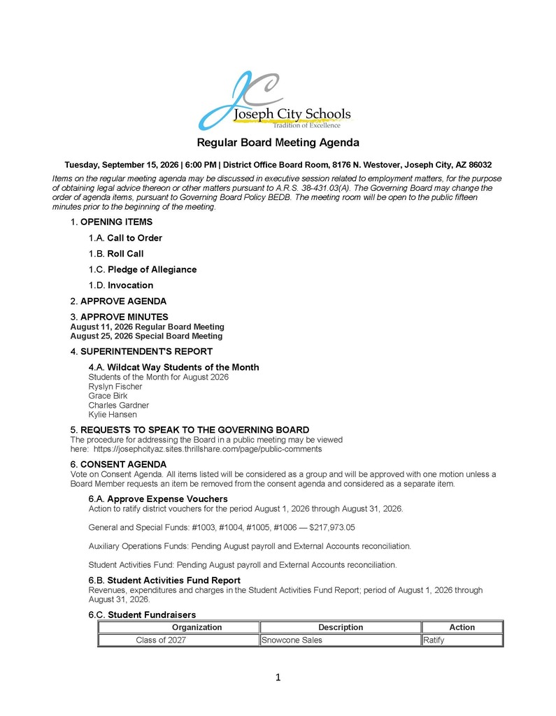 Page 1 of September Board Meeting Agenda