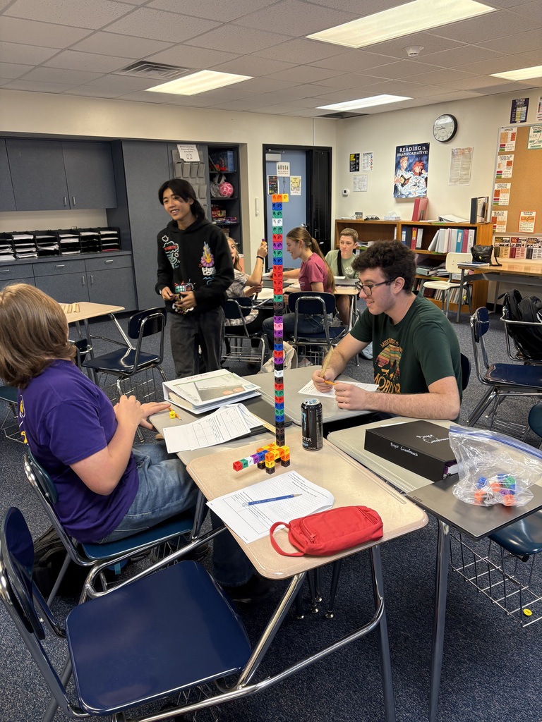 Students building with blocks and then drawing orthographic views with accurate measurement.