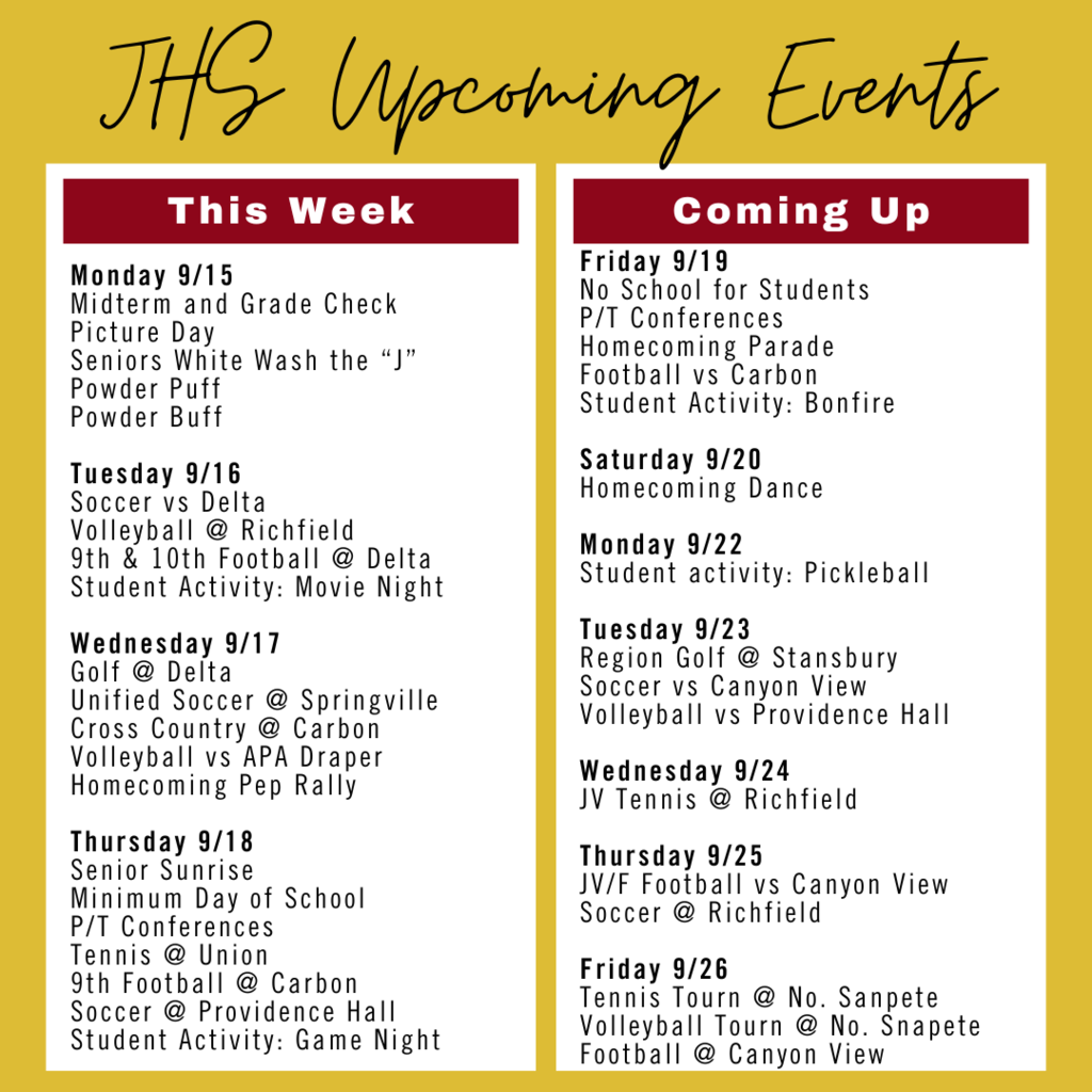 Upcoming Events - 9/15