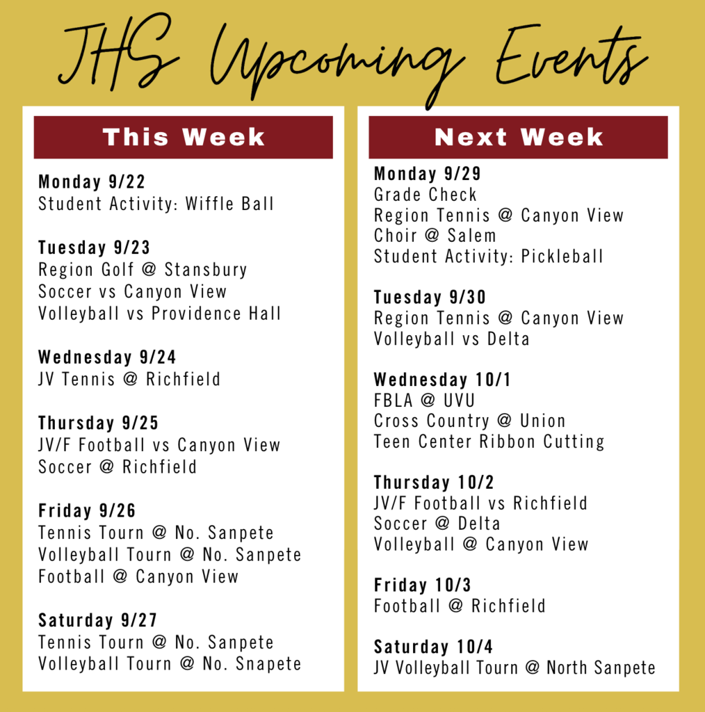 Upcoming events 9/22