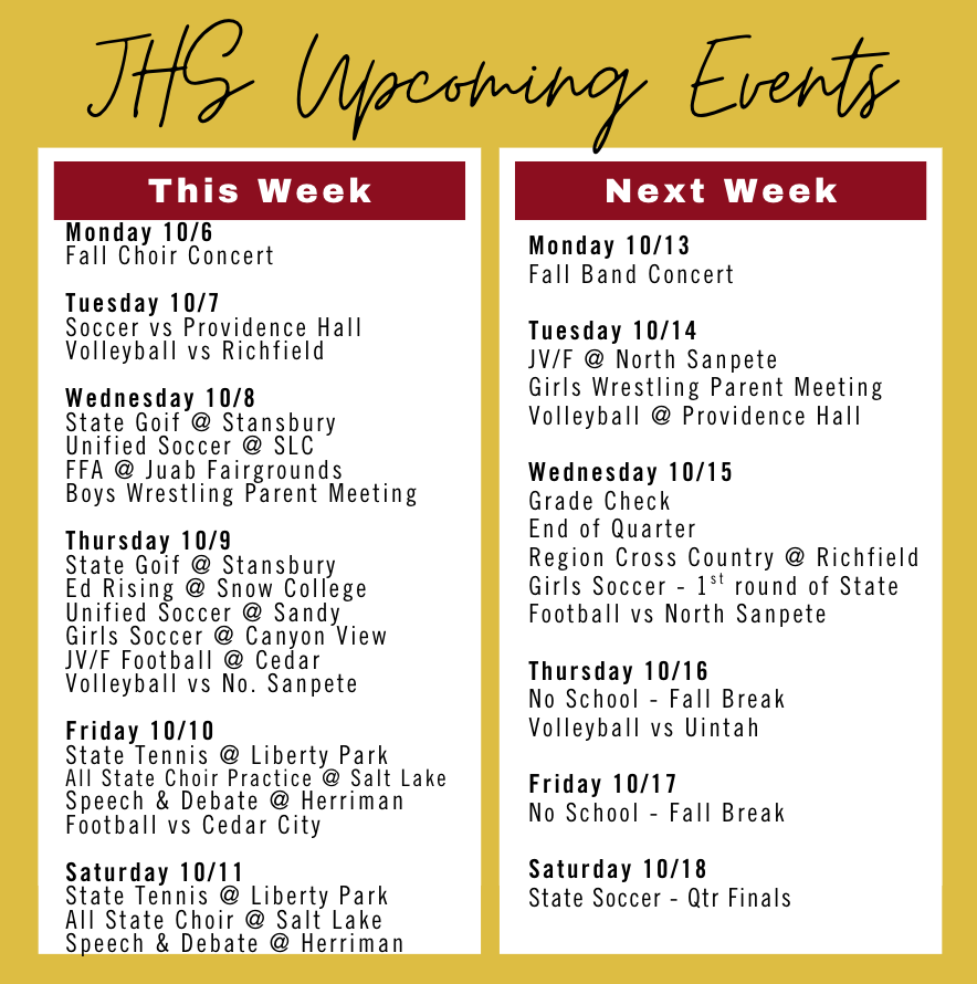 Upcoming Events - 10/6