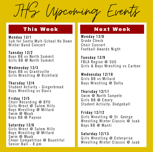 Upcoming Events - 12/1