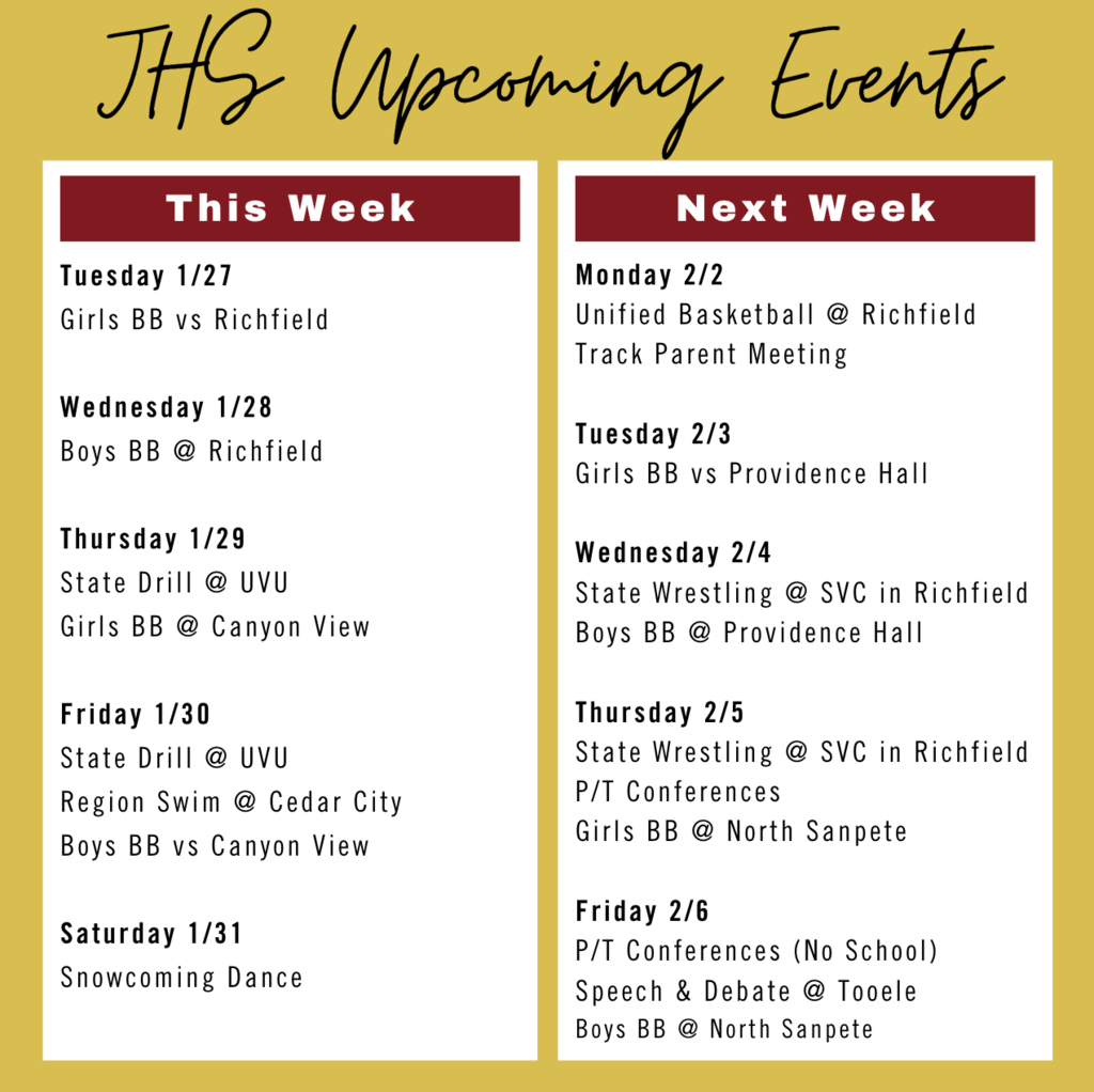 1/26 Upcoming Events