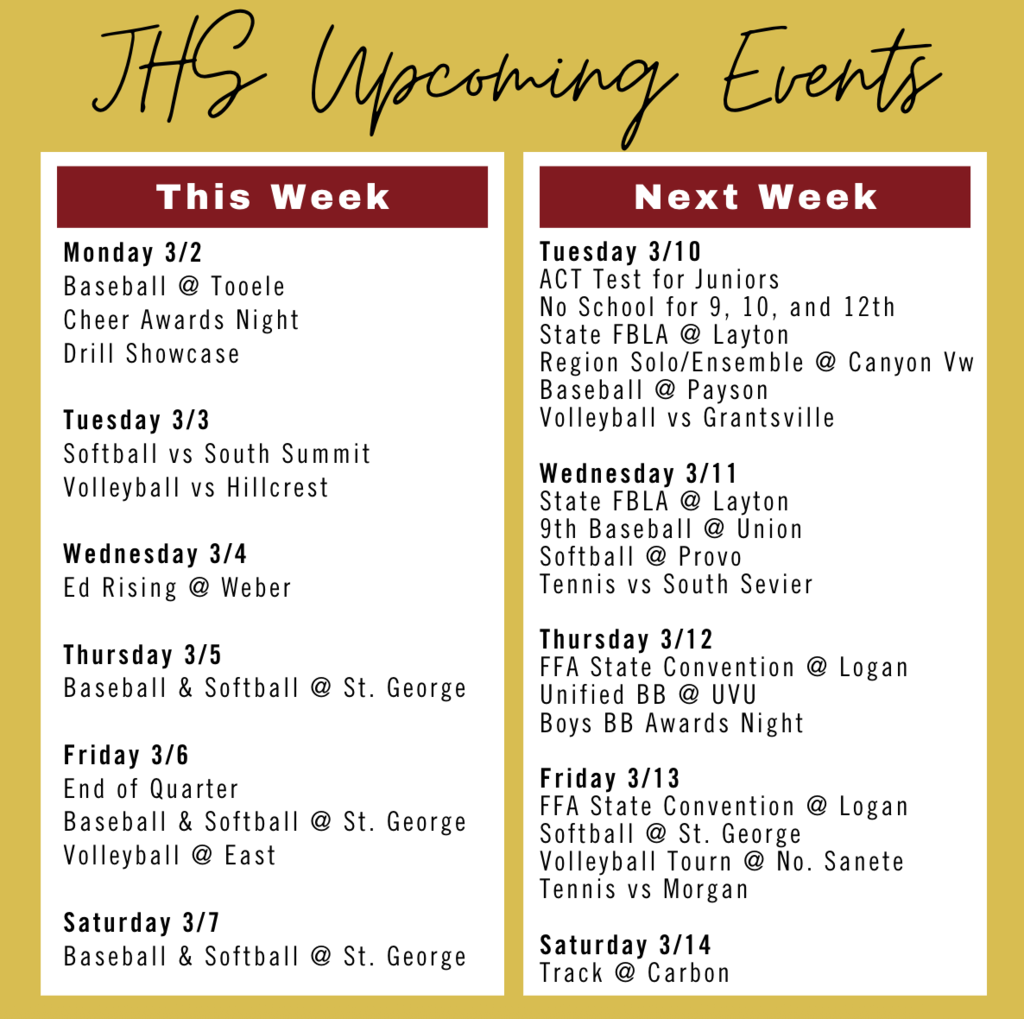 3/2 - Upcoming Events