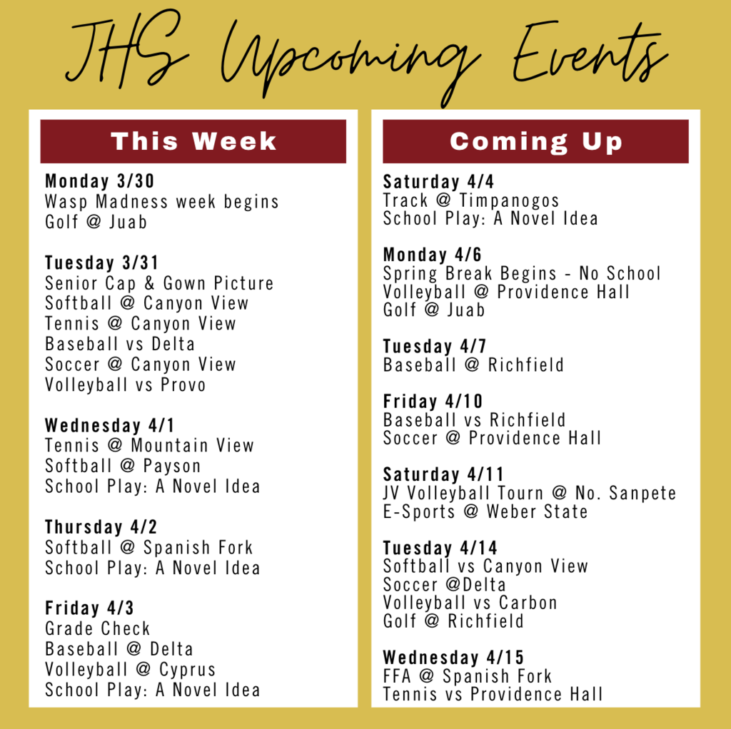 3/30 Upcoming Events