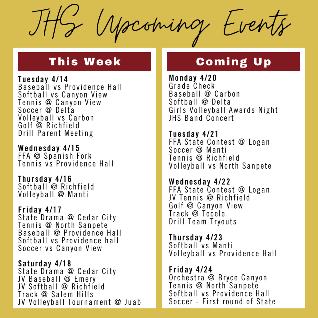 4/13 - Upcoming Events