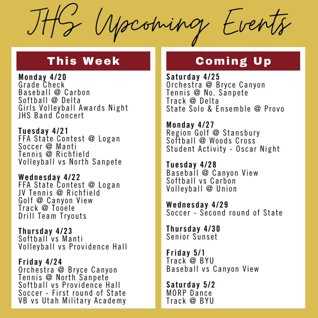 4/20 - Upcoming Events