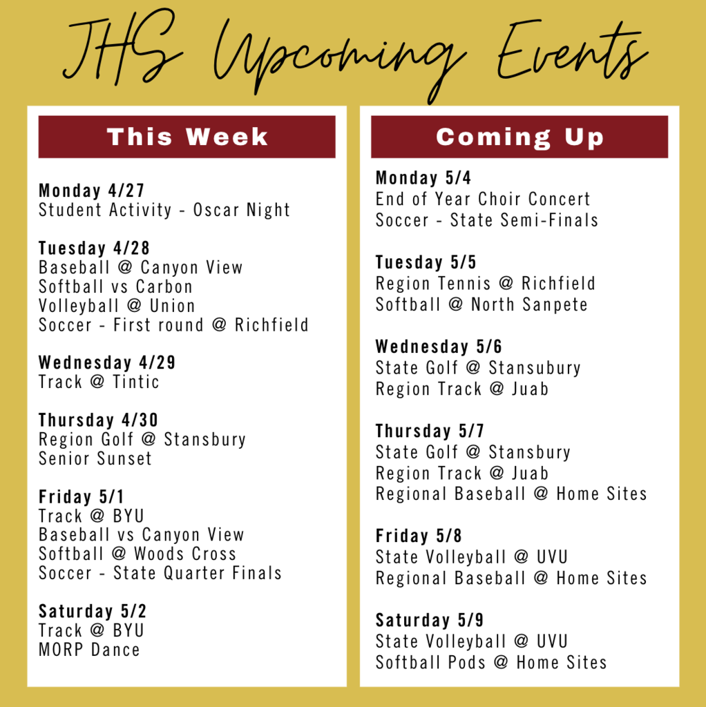 4/27 Upcoming Events