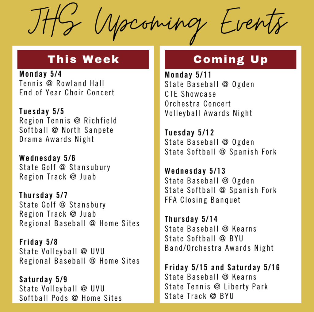 5/4 - Upcoming Events