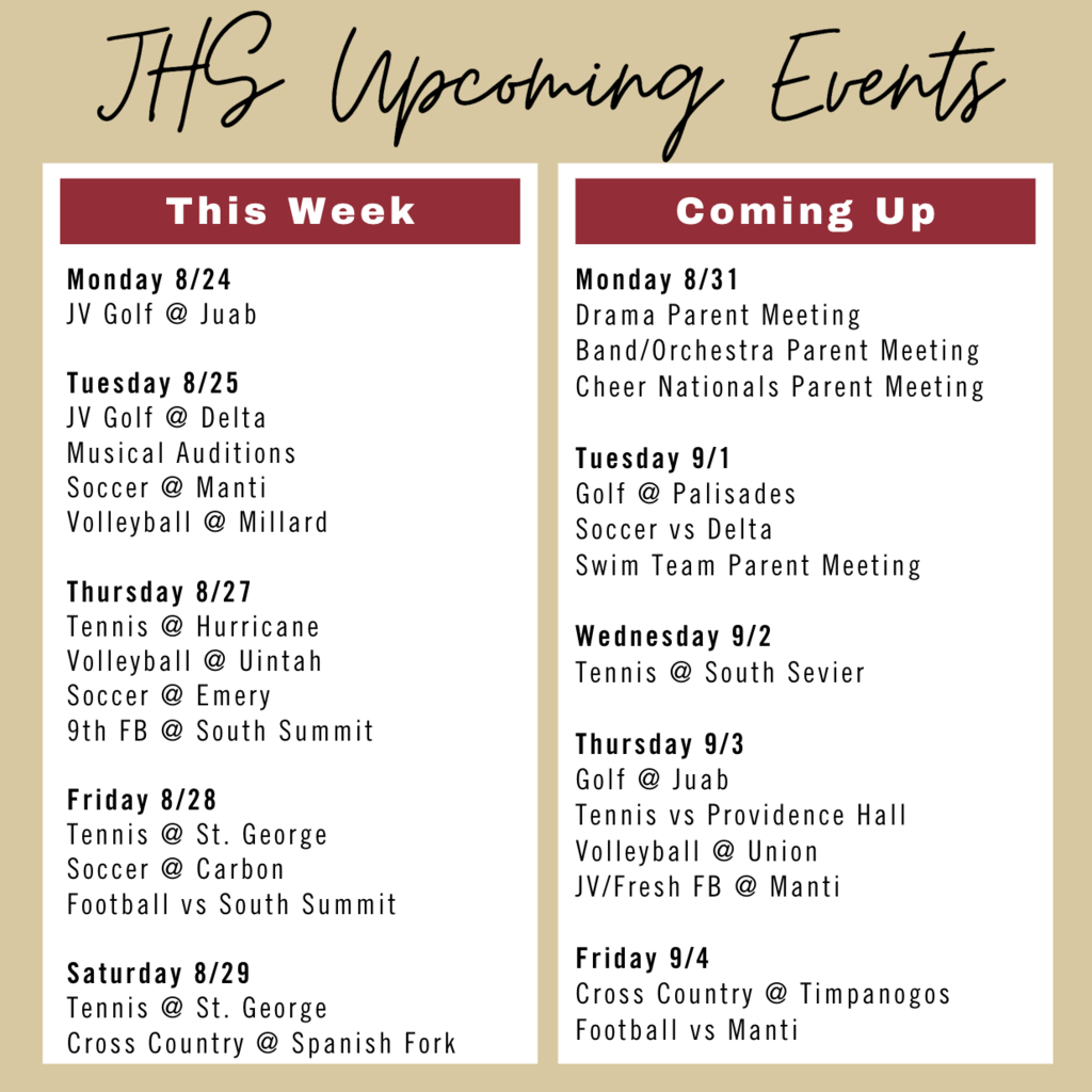 8/24 - Upcoming Events