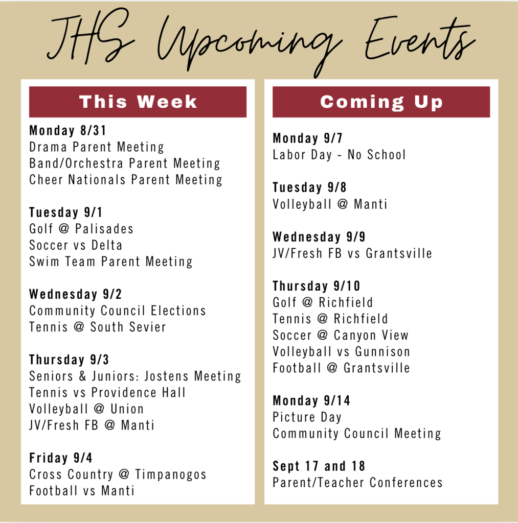 8/31 - Upcoming Events