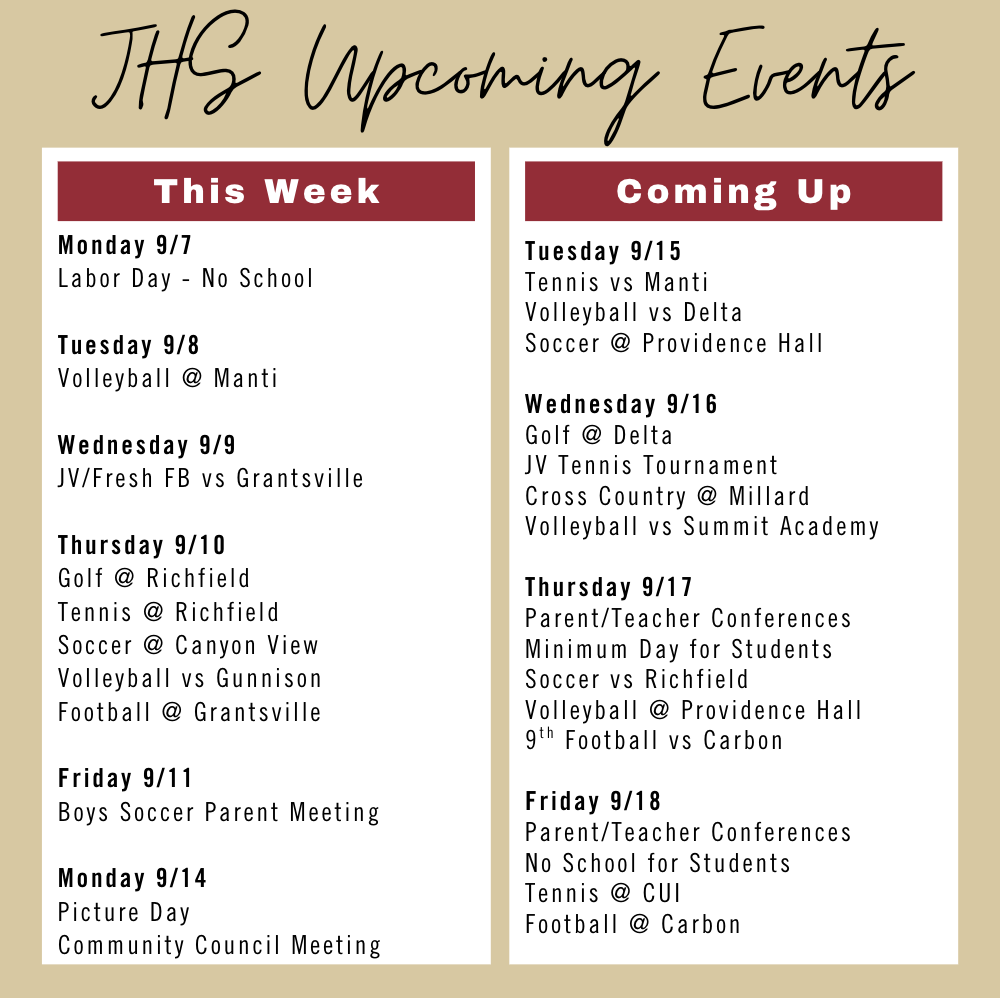 9/8 - Upcoming Events
