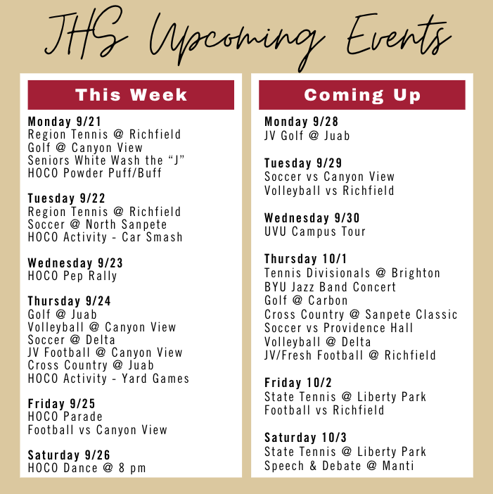 9/21 - Upcoming Activities
