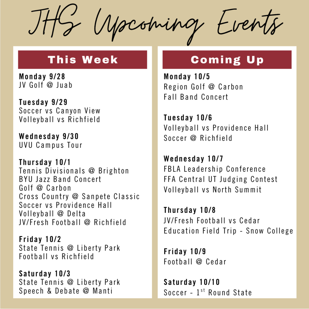 9/28 - Upcoming Activities