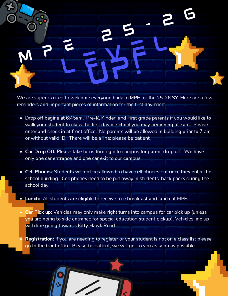 First Day of School Information - MPE 25-26 SY