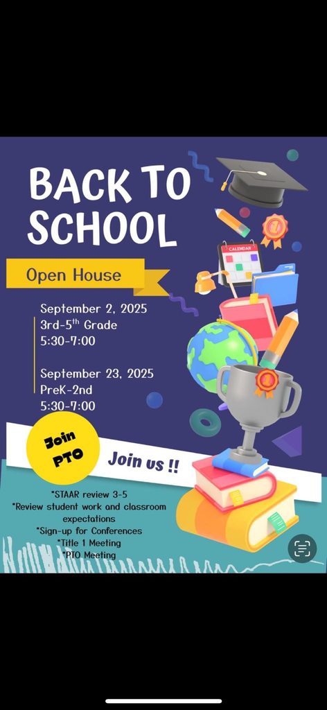 Open House for 3rd through 5th grade is tonight from 5:30-7. Grade level meetings will begin at 5:30.