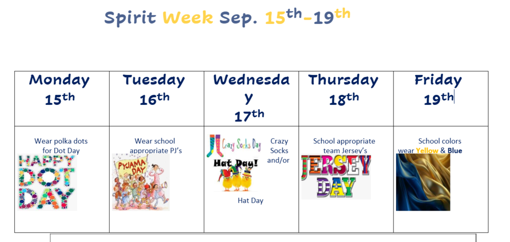Spirit Week Schedule