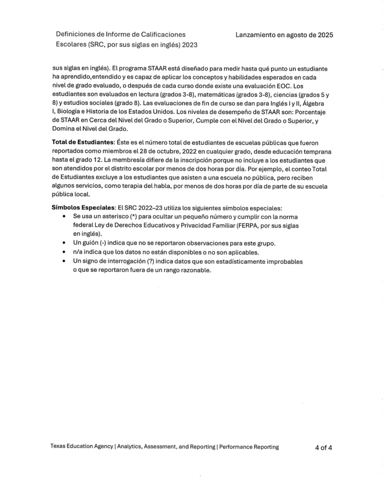 Texas Education Agency Hopkins Report Card