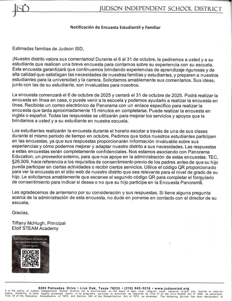 Panorama Letter Spanish