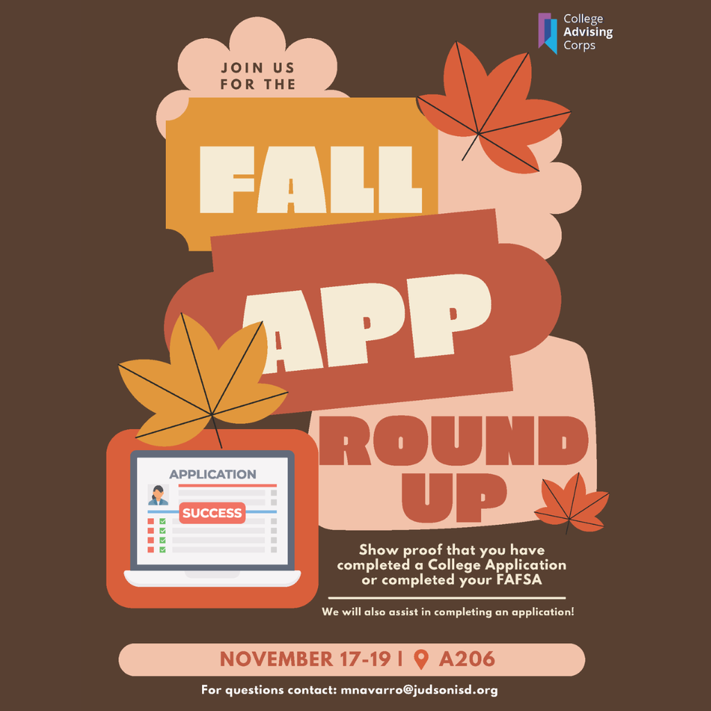 flyer with fall leaves and Nov 17-19 as the dates for the application roundup in A206