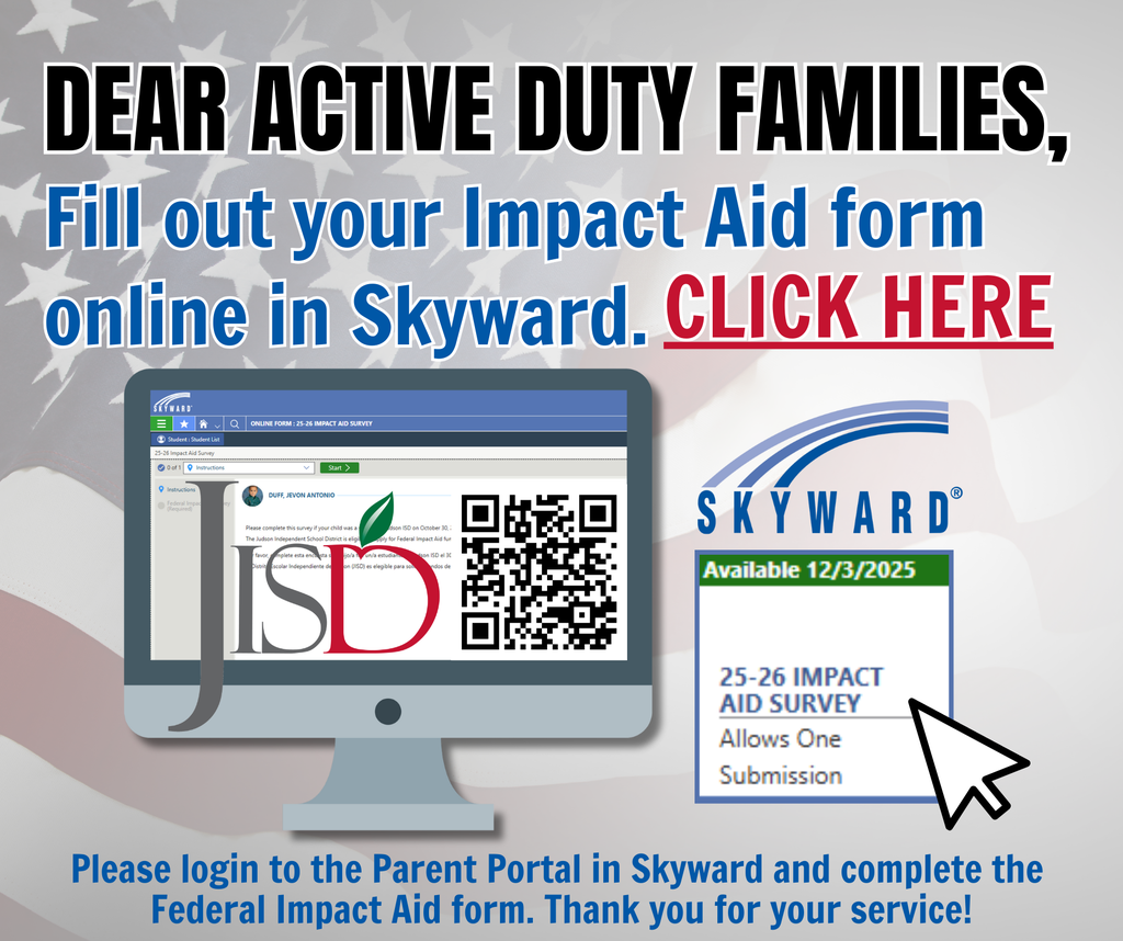 Impact Aid  Form available on Parent Portal.
