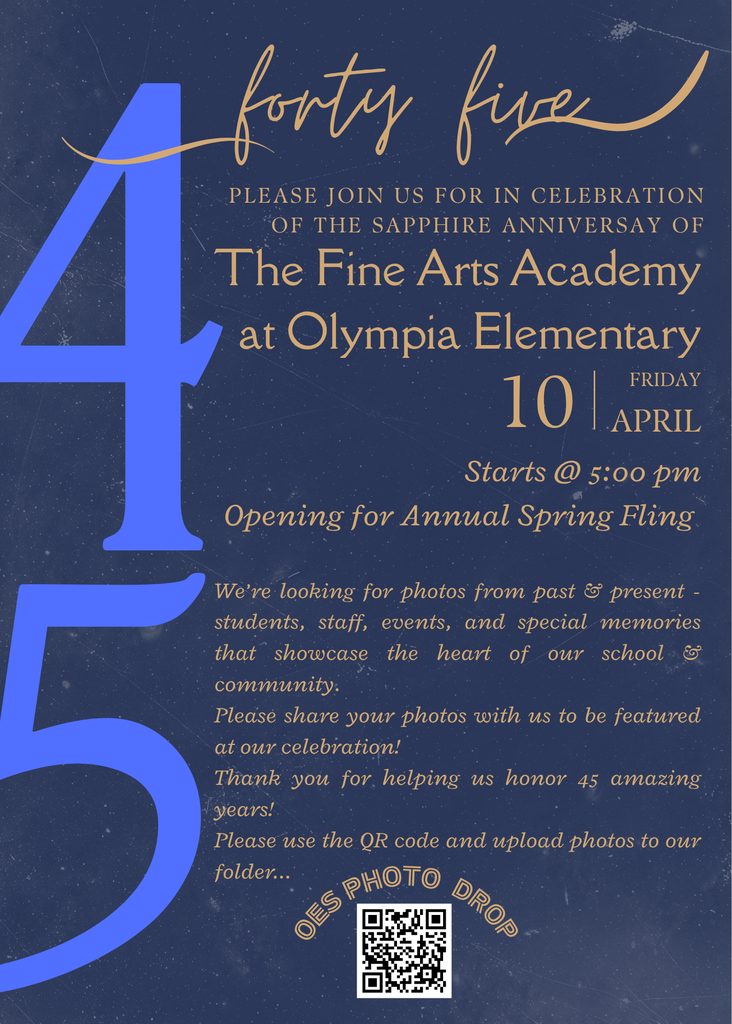 Sapphire Anniversary Flyer with QR code to upload pictures.