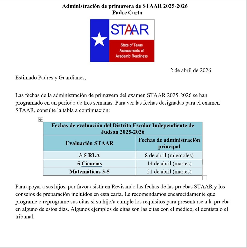 STAAR Letter