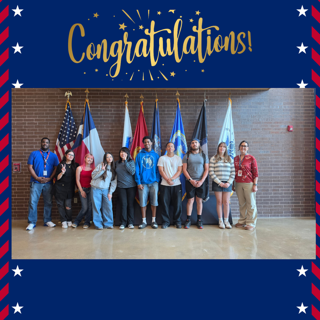 Attendance Hero winners pictured with Truancy Officer Mr. Brown and Academic Trainer Michelle Benites in the VMHS foyer