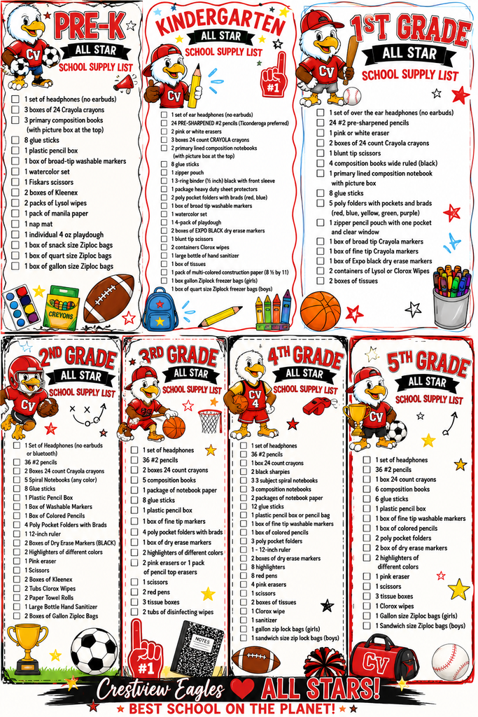 Crestview School Supply List