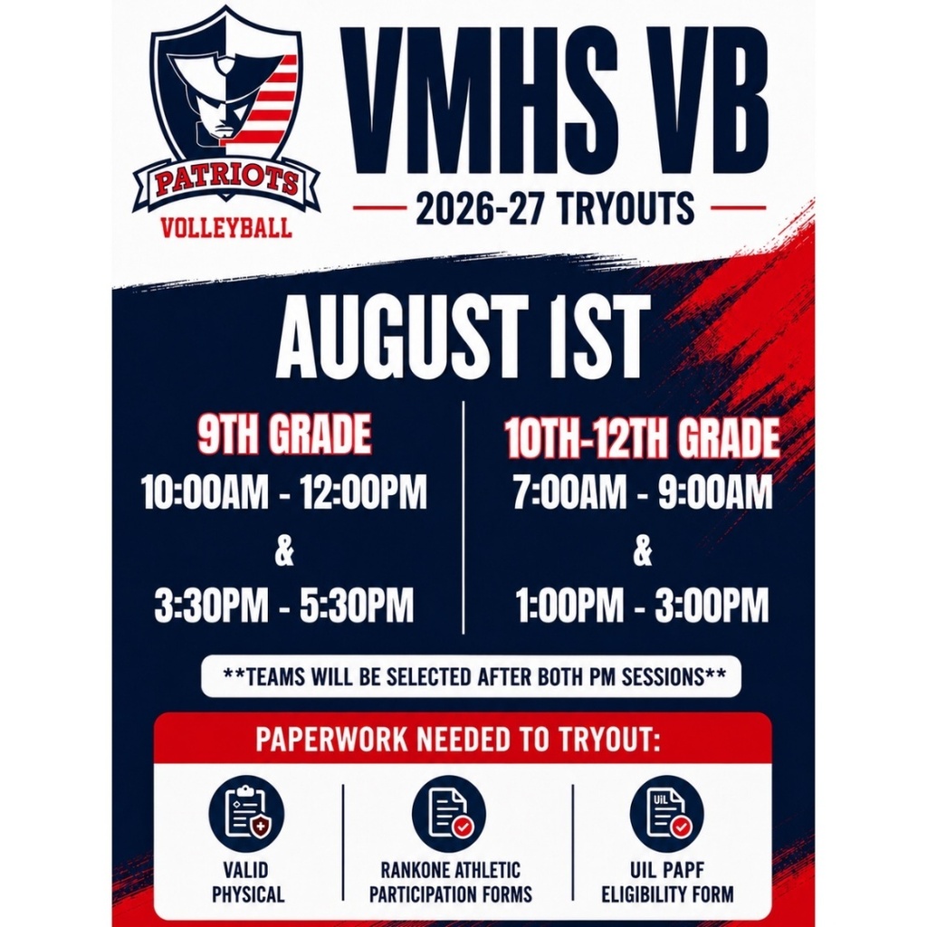 Three volleyball flyers promoting the incoming 6th–9th grade camp, the 10th–12th grade team camp, and August 1 tryouts with registration and schedule information.