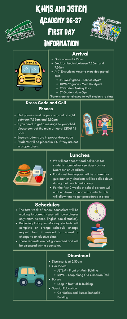 Kitty Hawk Middle School and JSTEM Academy 26-27 SY First Day Information 