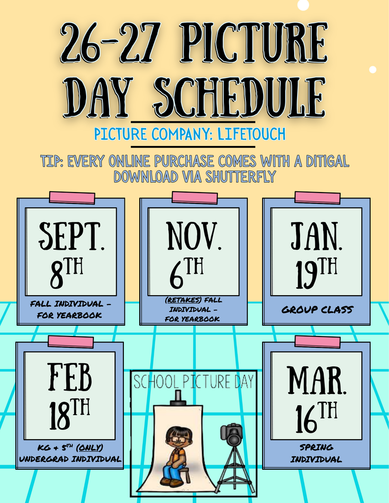 26-27 Picture Day Schedule