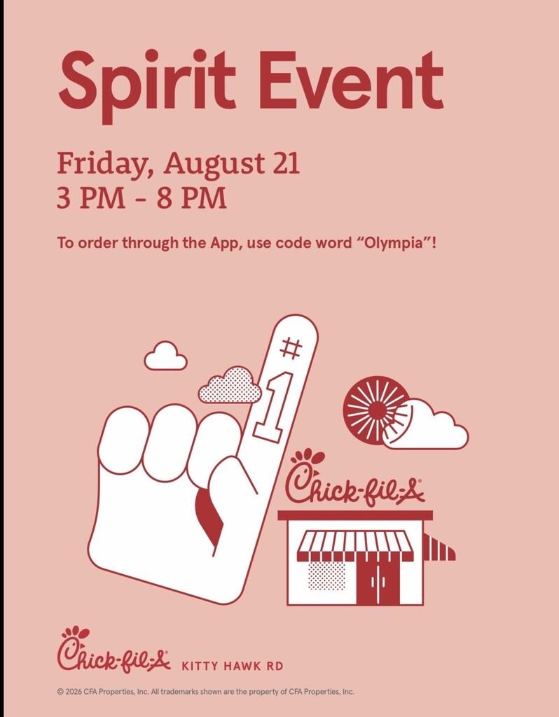 Olympia Chick-fil-a Spirit Night tonight, August 21st 3 - 8pm