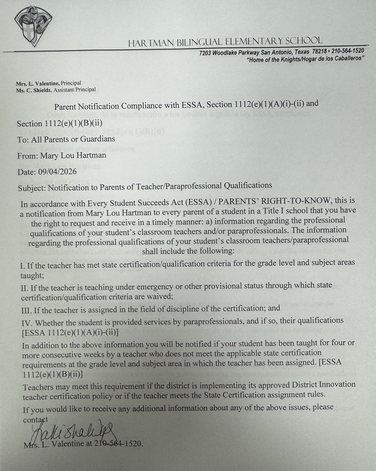 Parent Notification Compliance