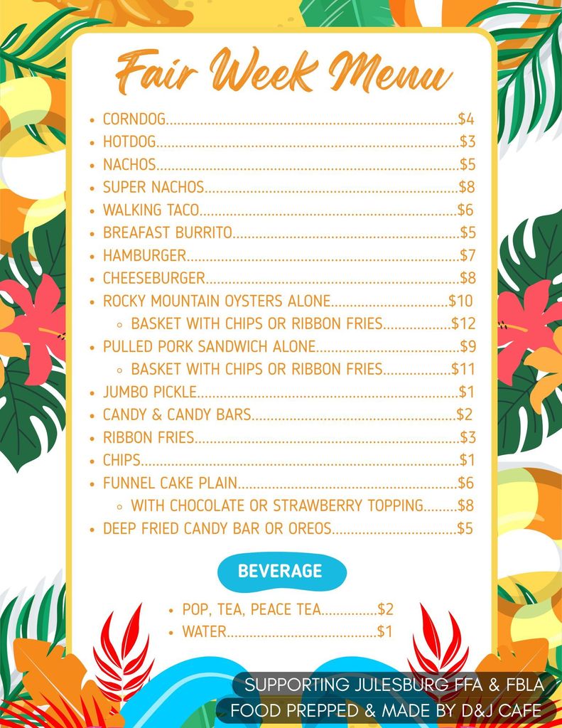 fair week menu for concessions