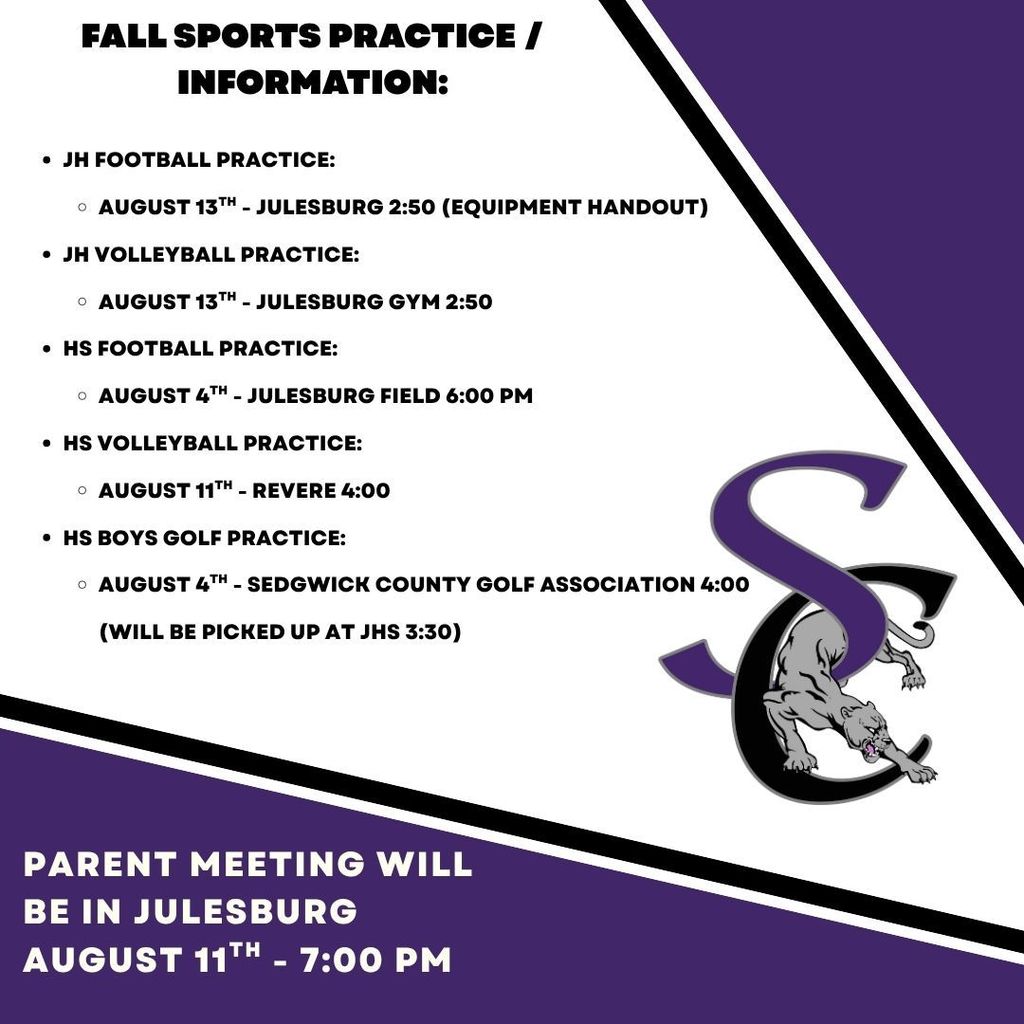Fall Sports Practice and Information