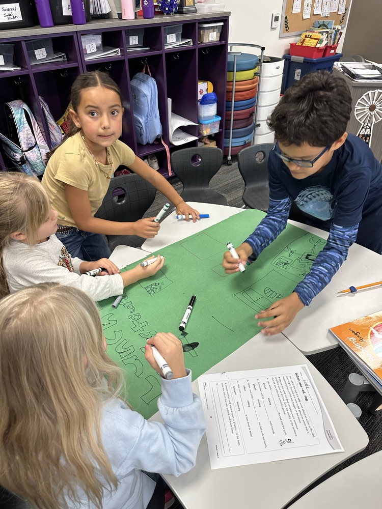 Students making posters for persuasive writing