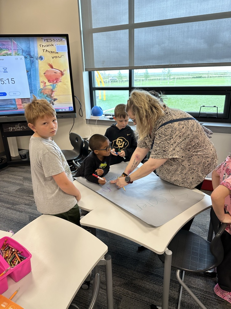 Students making posters for persuasive writing.