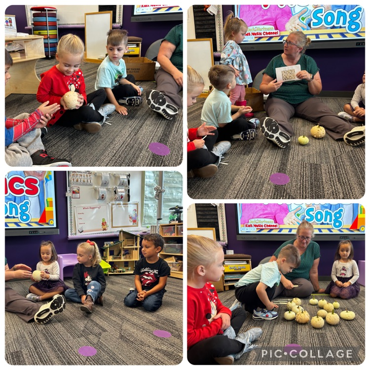 children passing pumpkins