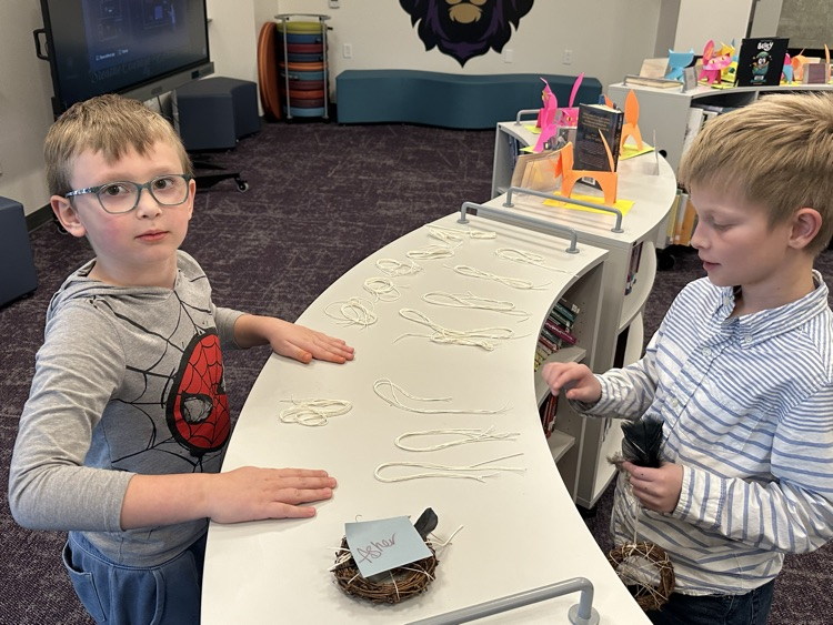 Buddy classes working together to make dream catchers