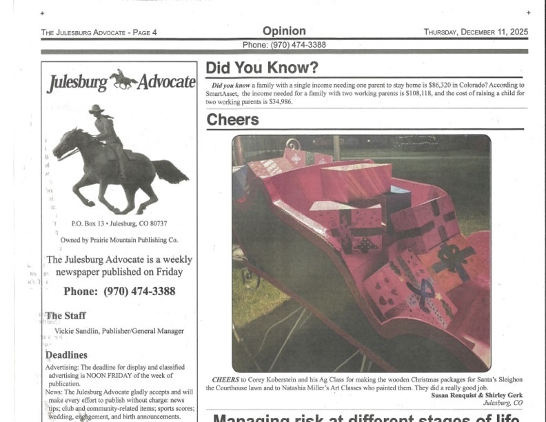 A clip from the Julesburg Advocate