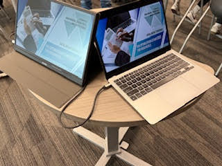 Portable monitor hooked up to student computer