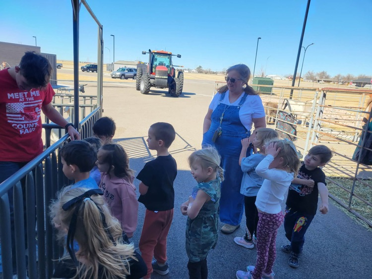 children lined up at corral
