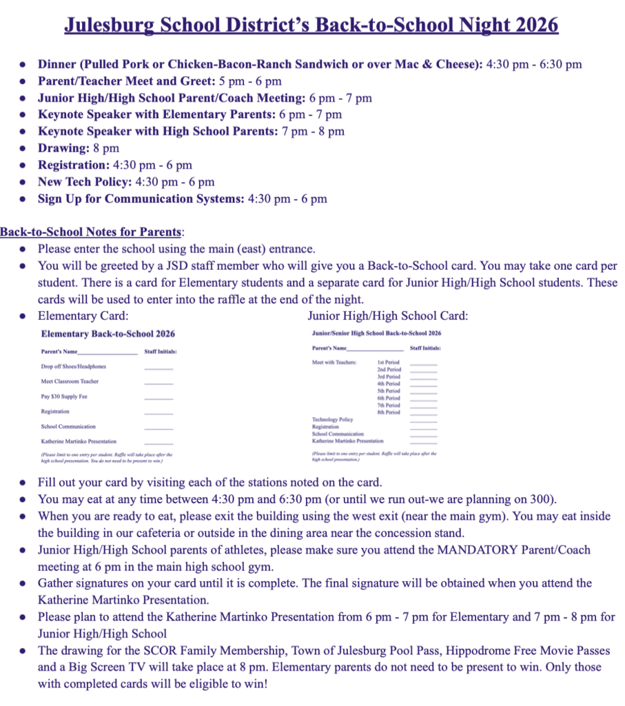 Information on Back-to-School Night