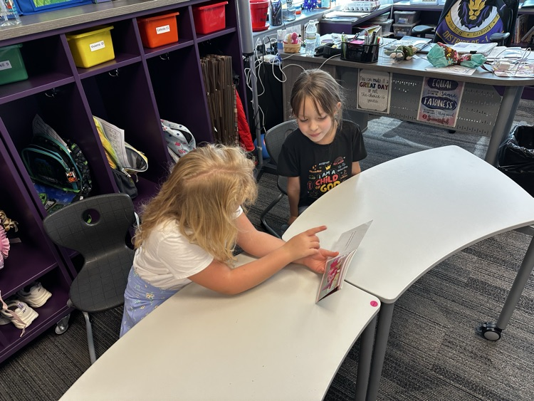 Reading with a buddy.