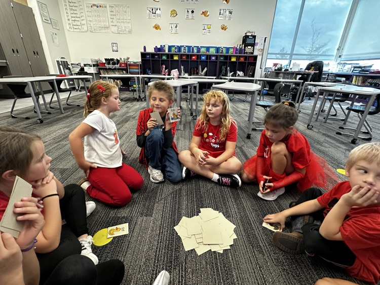 playing duck, duck, goose with nonsense words.