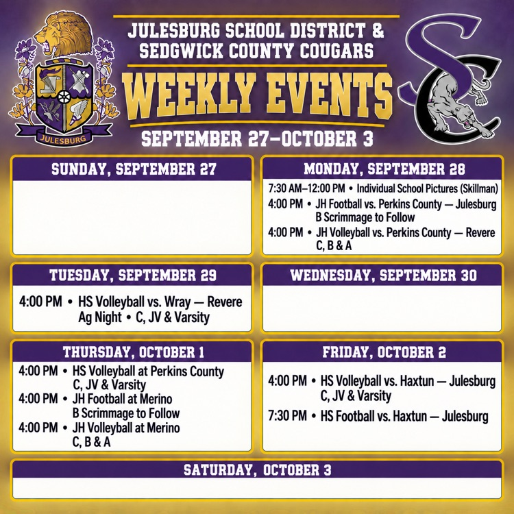 schedule for the week