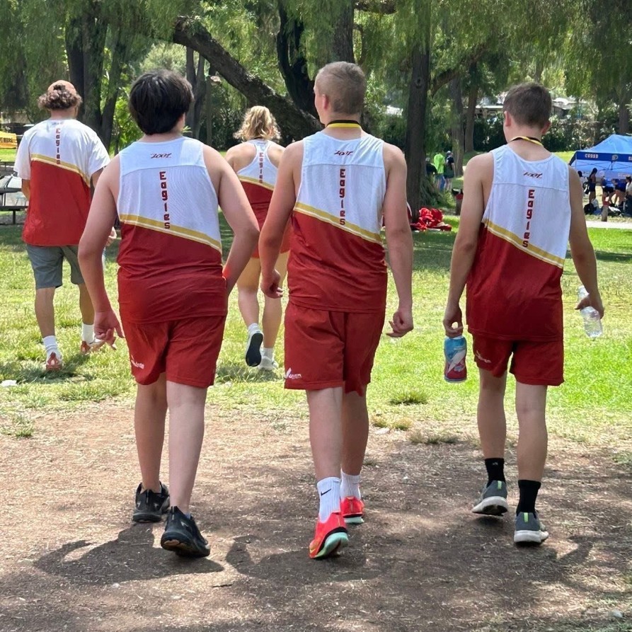 Cross Country team walking to the starting point of their race.